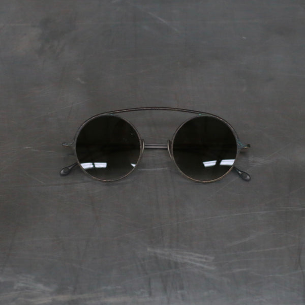 Rigards RG1936CU round-frame sunglasses, handmade, RG-RG1936CU-YSSKJBL, jade-colored frame, gradient green lenses